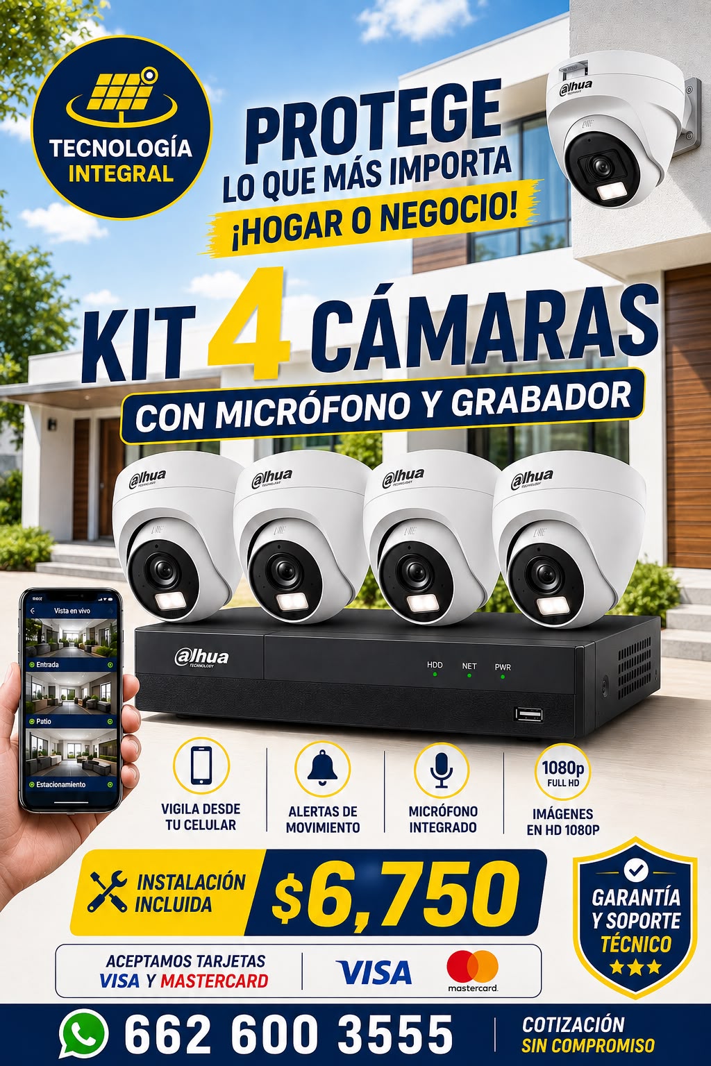 Kit 4 cámaras con micrófono